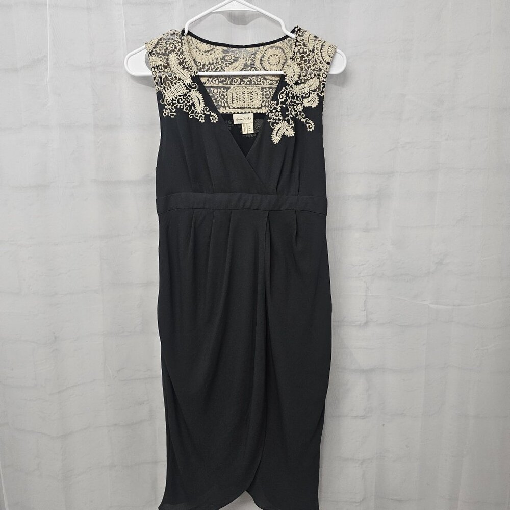 Anthropologie Meadow Rue Dress Black Tan Lace Sleeveless 4 - Picture 10 of 15